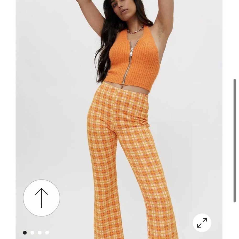 Women's Size Small Urban Outfitters Flare Pants Orange Plaid